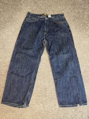 SilverTab Jeans Mens 36x27 Blue Low + Loose Relaxed Straight Medium Wash